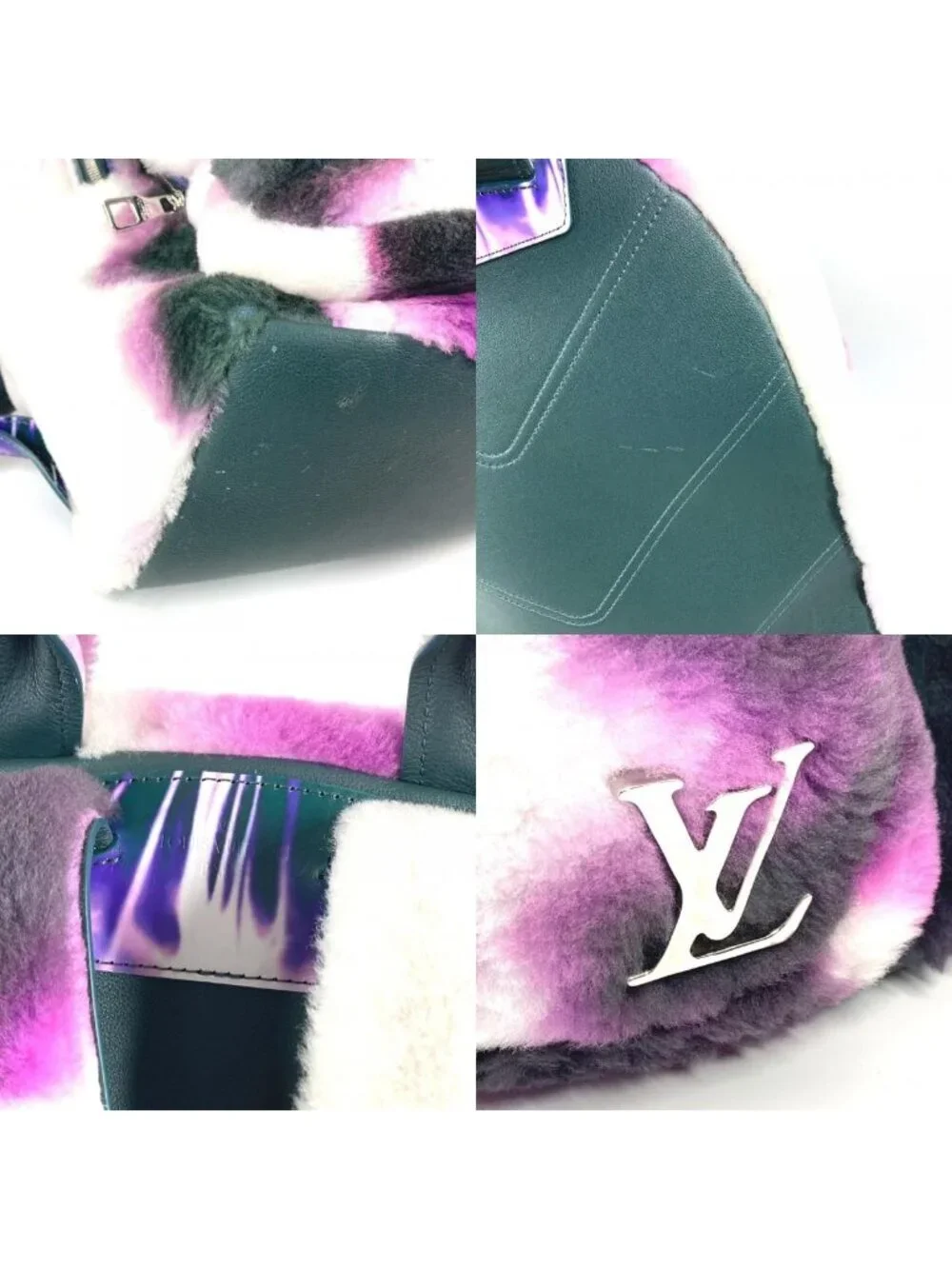Louis Vuitton Backpack Multi Pocket Fur Purple X Black White